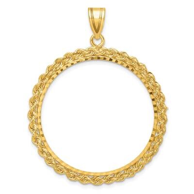 Diamond-Cut Rope Prong 32.0mm Coin Bezel Pendant 14k Gold C8178/32.0, MPN: C8178/32.0,