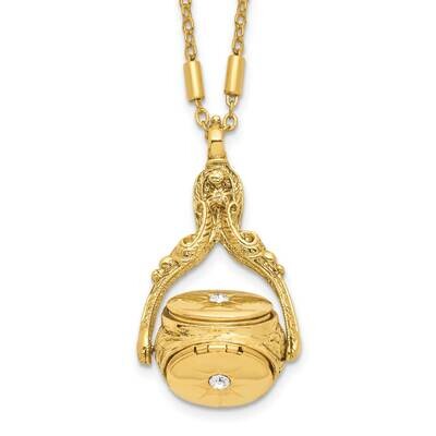 1928 Jewelry Three Sided Spinning Crystal Center Oval 13mm Lockets 28 Inch Necklace Holds 6 Photos …