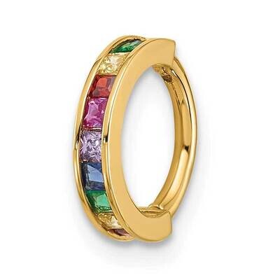 16 Gauge Polished Rainbow CZ Hinged Cartilage Ring 14k Gold BD278, MPN: BD278,
