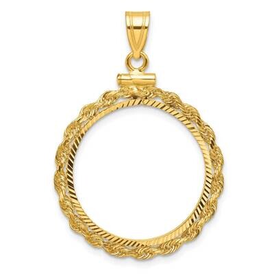 Diamond-Cut Rope Screw Top 21.6mm X 1.7mm Coin Bezel Pendant 14k Gold C8179/21.6, MPN: C8179/21.6,