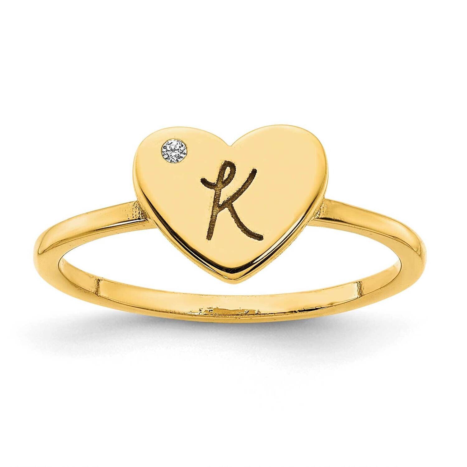 Initial Heart Diamond Signet Ring 10k Gold 10XNR125Y, MPN: 10XNR125Y,
