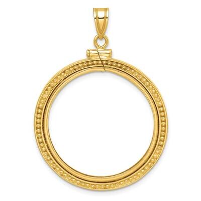Polished Beaded Screw Top 27.0mm X 2.35mm Coin Bezel Pendant 14k Gold C8184/27.0, MPN: C8184/27.0,