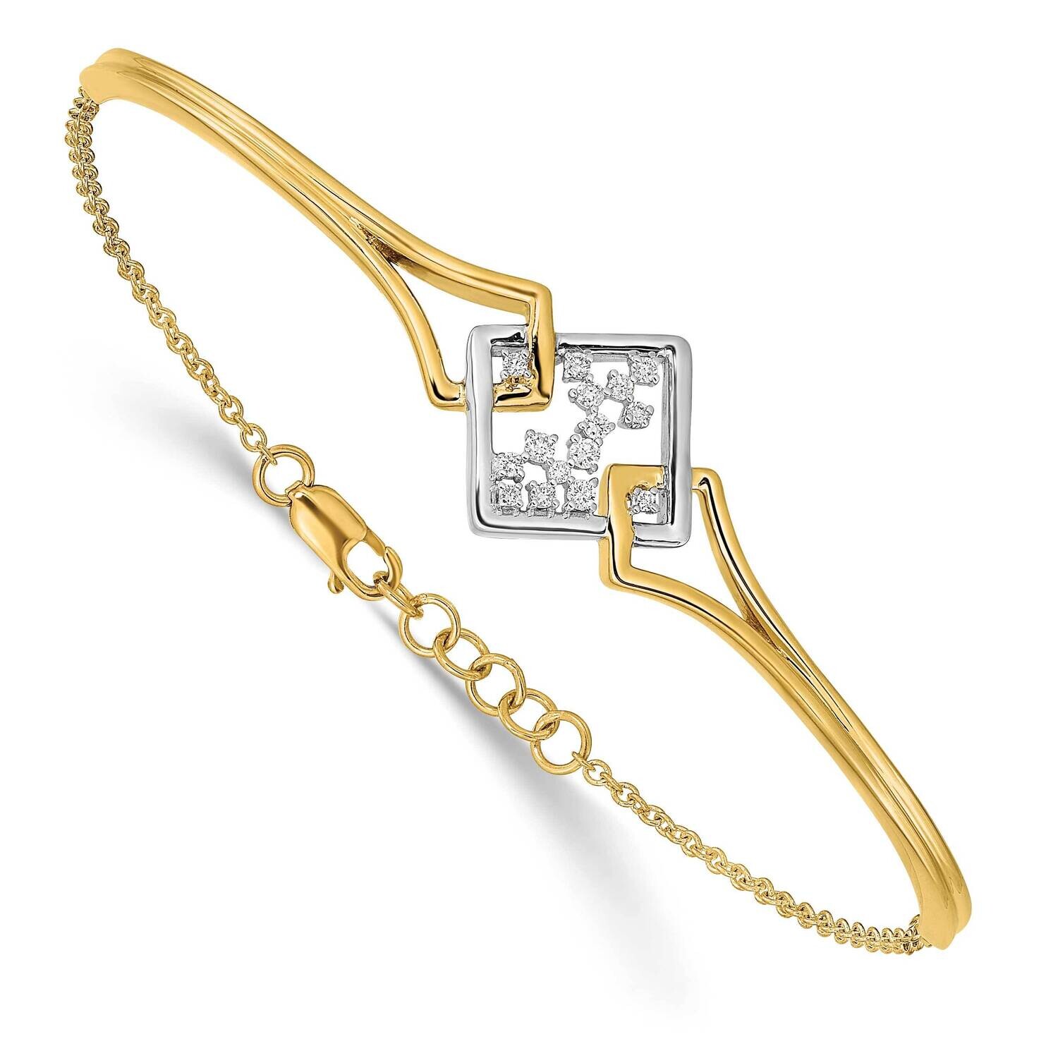 Fancy Square Diamond Bar 7 Inch .5 Inch Extension Bracelet 14k Two-Tone Gold BM6862-012-WYA