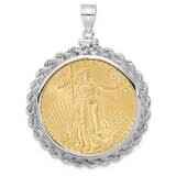 1Oz Mounted American Eagle Coin Screw Top Rope Pol Bezel Pendant 14k White Gold C1215W/32.7C, MPN: …