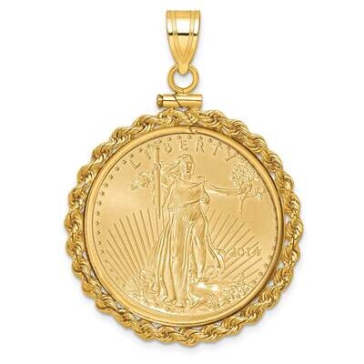 Rope Screw Top Mounted 1/2Oz American Eagle Coin Bezel Pendant 14k Gold C1215/27.0C, MPN: C1215/27.…
