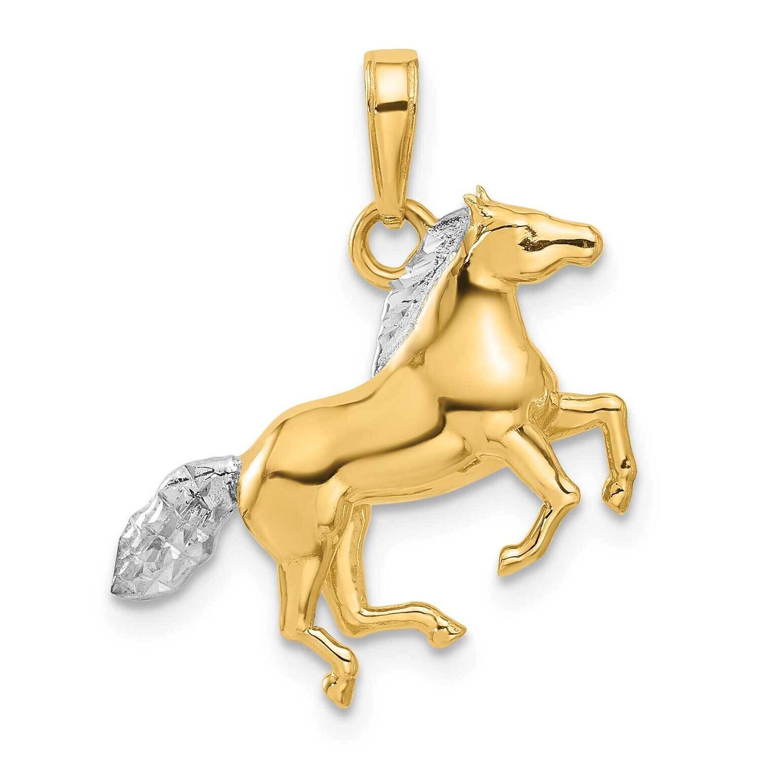 Diamond-Cut 3D Horse Pendant 14k Gold White Rhodium  C4902 by Men&#39;s Jewelry and Accessories, MPN: C…