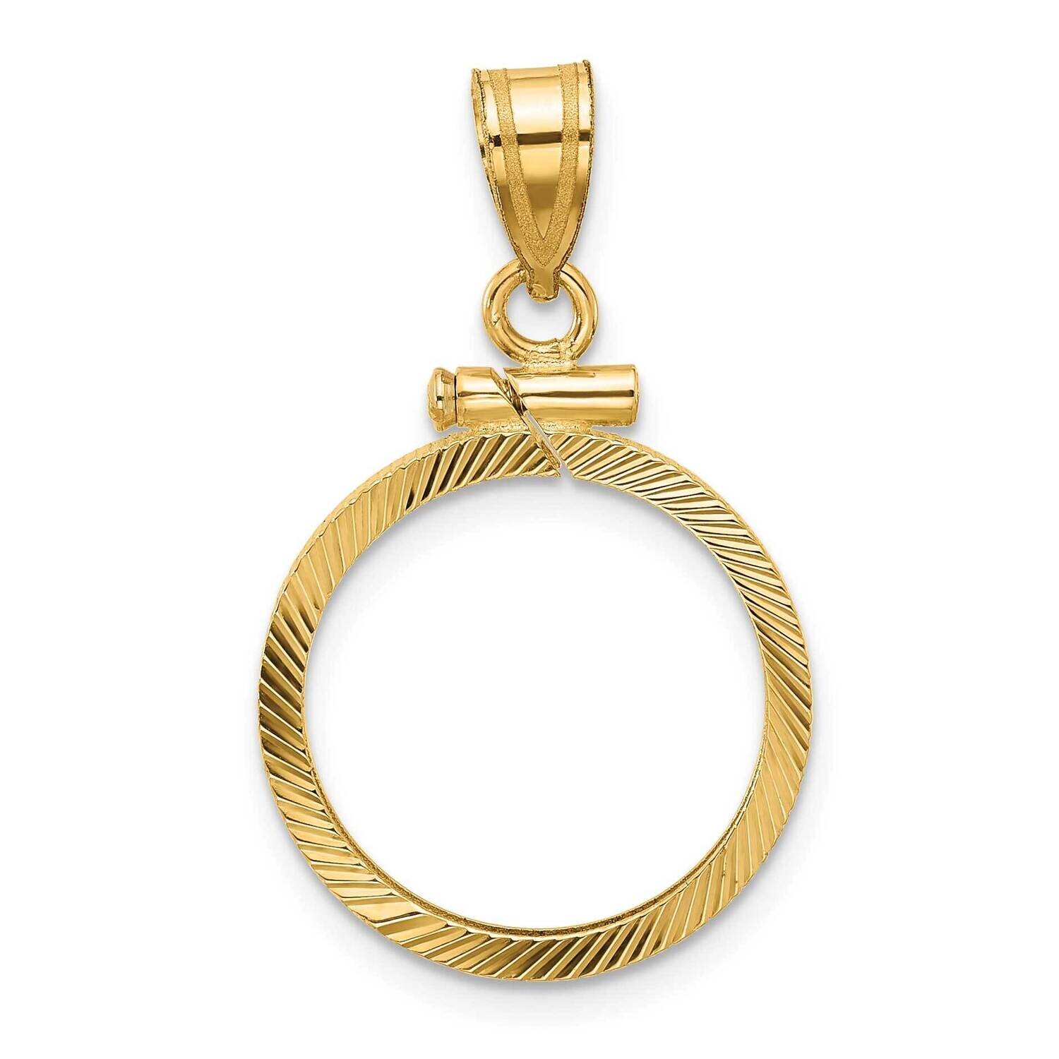 Diamond-Cut Screw Top 16.5mm X 1.35mm Coin Bezel Pendant 14k Gold C2677/16.5, MPN: C2677/16.5,
