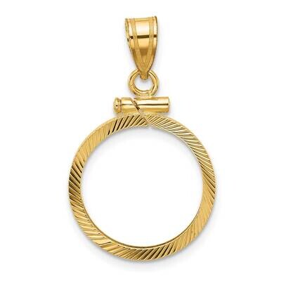 Diamond-Cut Screw Top 16.5mm X 1.35mm Coin Bezel Pendant 14k Gold C2677/16.5, MPN: C2677/16.5,