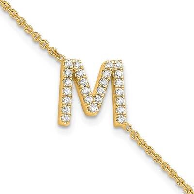 Diamond Sideways Letter M 1 Inch Extender Bracelet 14k Gold BM9951M-031-YA, MPN: BM9951M-031-YA,