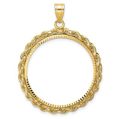 Diamond-Cut Rope Prong 27.0mm Coin Bezel Pendant 14k Gold C8178/27.0, MPN: C8178/27.0,