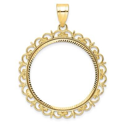 Fancy Diamond-Cut Prong 27.0mm Coin Bezel Pendant 14k Gold C8198/27.0, MPN: C8198/27.0,