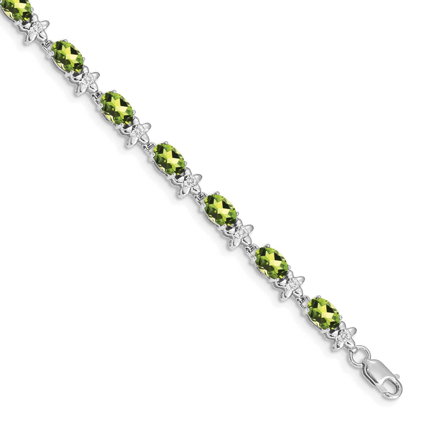 Floral Diamond Peridot Bracelet 7 Inch 14k White Gold BM4495-PE-010-WA