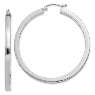 3mm Polished Square Tube Hoop Earrings 10k White Gold 10Z1119, MPN: 10Z1119,