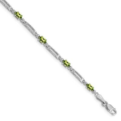 Diamond Peridot Bracelet 7 Inch 10k White Gold BM4492-PE-001-1WA, MPN: BM4492-PE-001-1WA, 886774129…