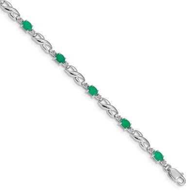 Diamond Emerald Bracelet 7 Inch 10k White Gold BM4477-EM-001-1WA, MPN: BM4477-EM-001-1WA, 886774128…