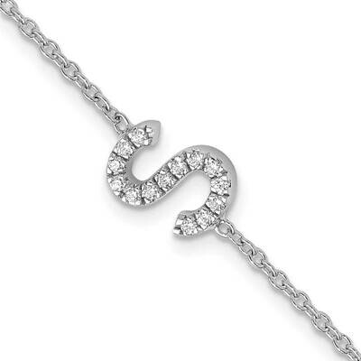 Diamond Sideways Letter S 1 Inch Extender Bracelet 14k White Gold BM9951S-017-WA, MPN: BM9951S-017-…