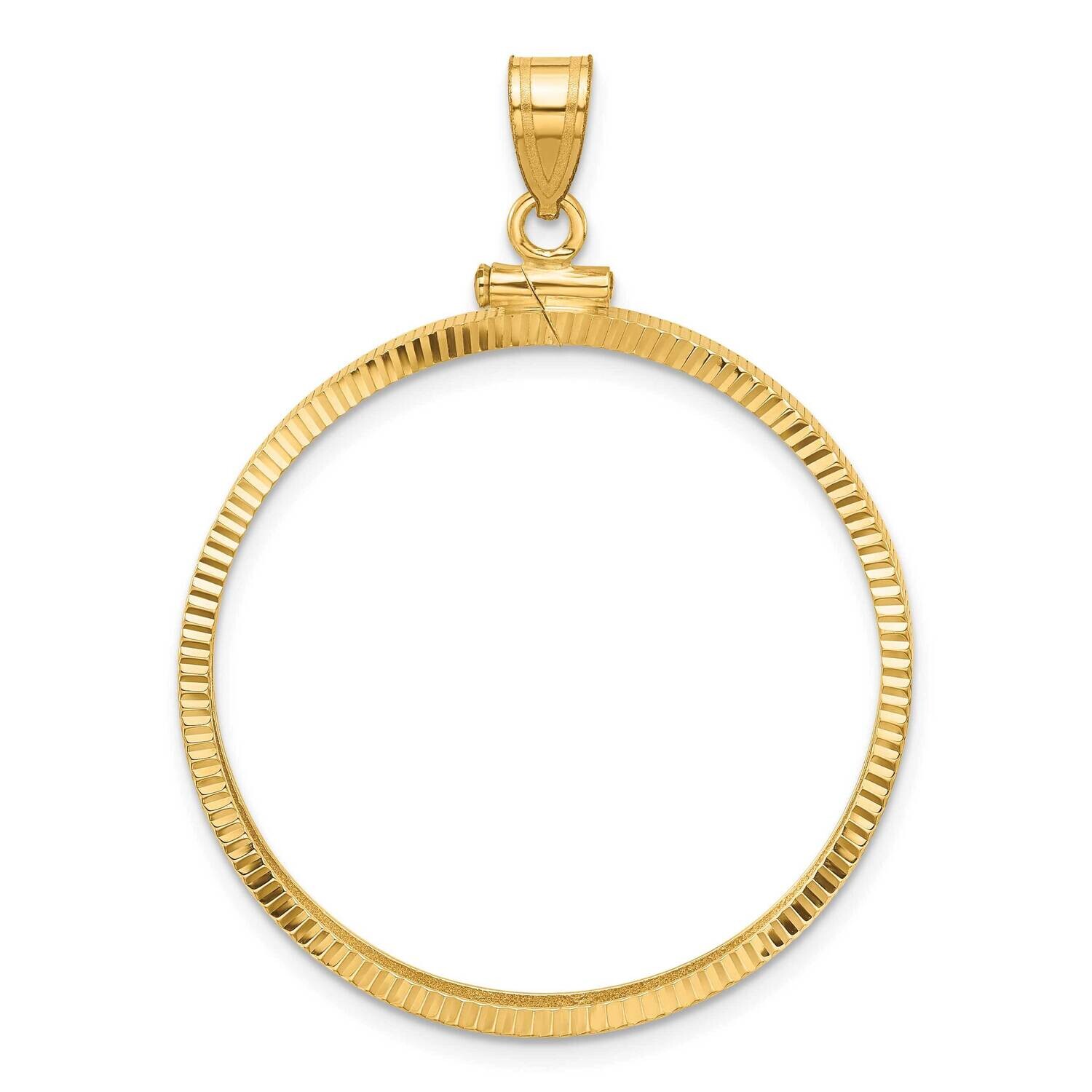 Diamond-Cut Screw Top 32.0mm X 2.85mm Coin Bezel Pendant 14k Gold C2677/32.0, MPN: C2677/32.0,