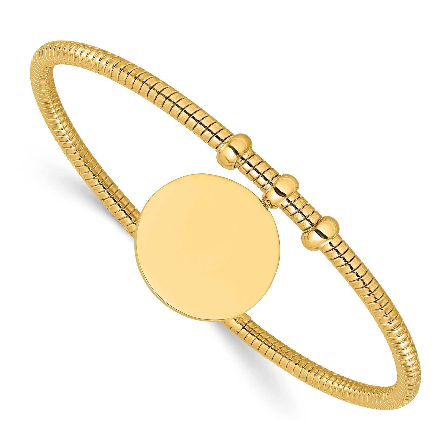 Textured Flexible Circle Dangle Bangle Bracelet 14k Polished Gold DB740, MPN: DB740,