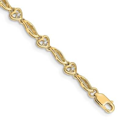 Diamond Hearts Tennis Bracelet 7 Inch 10k Gold BM4605-010-1YA, MPN: BM4605-010-1YA,