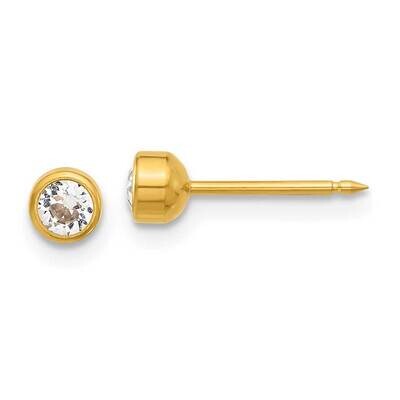 Inverness 4mm Swarovski Crystal Bezel Post Earrings 14k Polished Gold 5E, MPN: 5E,