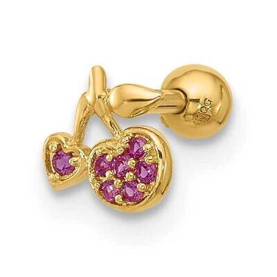 18 Gauge Polished CZ Cherry Cartilage Stud 14k Gold BD255, MPN: BD255,
