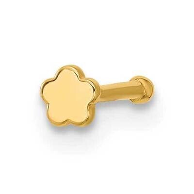 20 Gauge Polished Flower Nose Stud 14k Gold BD228, MPN: BD228,