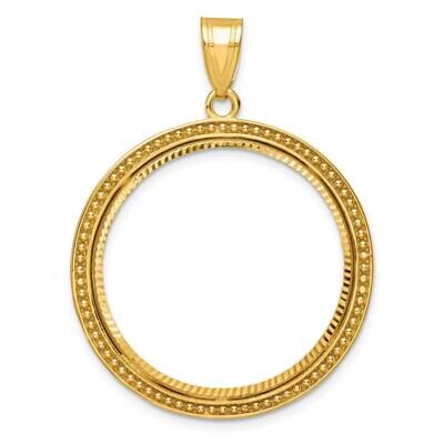 Beaded &amp; Diamond-Cut Prong 27.0mm Coin Bezel Pendant 14k Gold C8197/27.0, MPN: C8197/27.0,