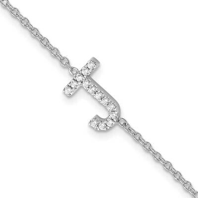 Diamond Sideways Letter J 1 Inch Extender Bracelet 14k White Gold BM9951J-017-WA, MPN: BM9951J-017-…