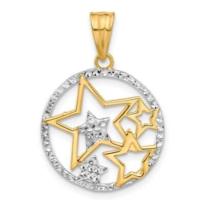 Diamond-Cut Stars Pendant 14k Gold White Rhodium  C4886, MPN: C4886,