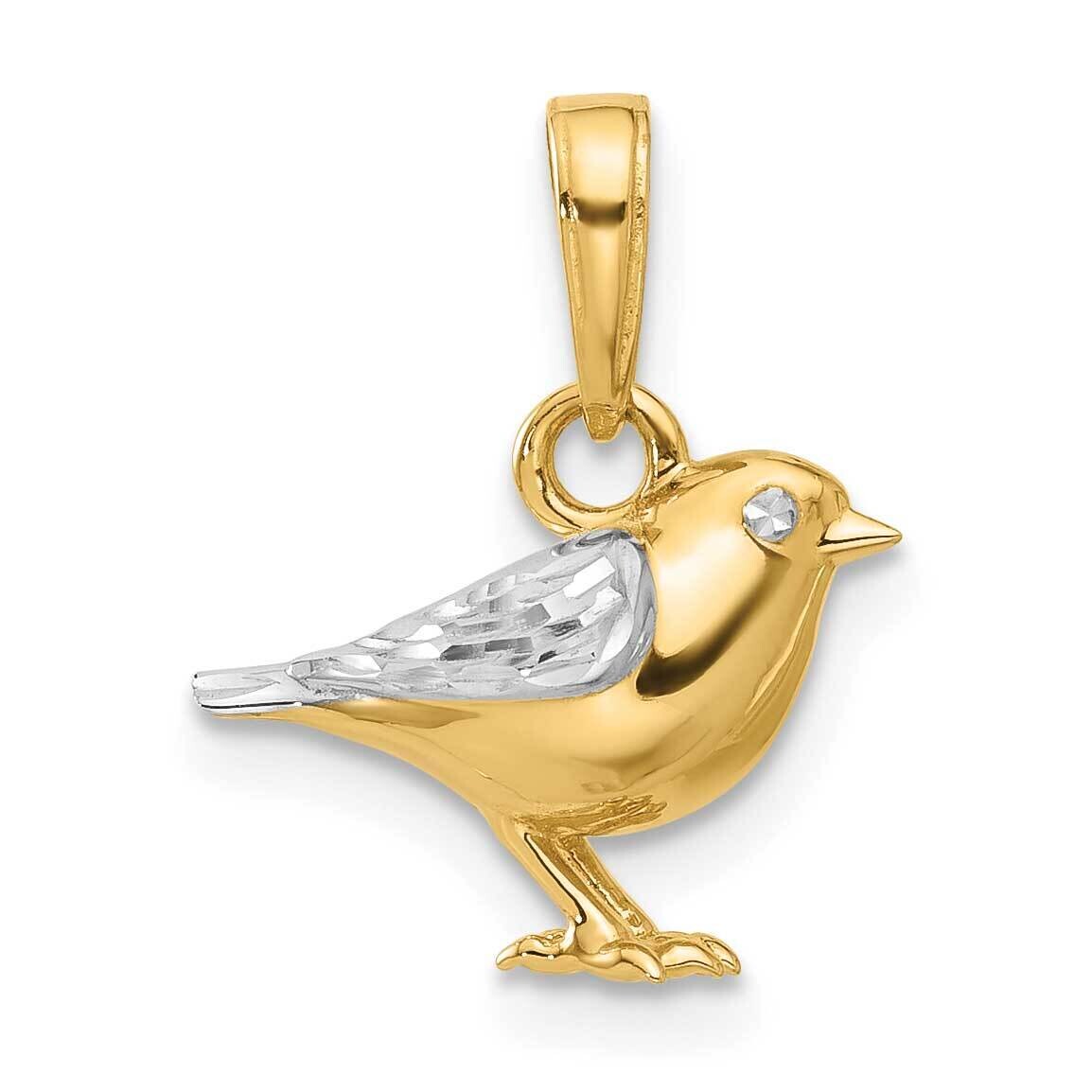 Diamond-Cut 3D Bird Pendant 14k Gold White Rhodium  C4898, MPN: C4898,