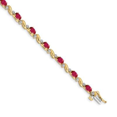 Diamond Ruby Bracelet 7 Inch 10k Gold BM4487-RU-010-1YA, MPN: BM4487-RU-010-1YA, 886774128924