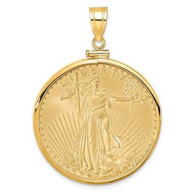Polished Screw Top Mounted 1Oz American Eagle Coin Bezel Pendant 14k Gold C1885/32.7C, MPN: C1885/3…