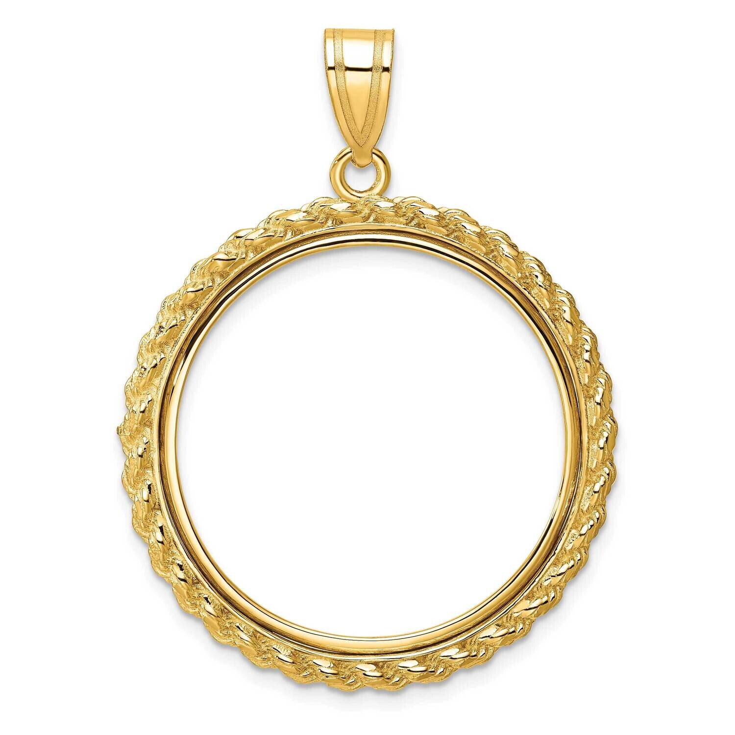 Polished Casted Rope Prong 27.0mm Coin Bezel Pendant 14k Gold C8185/27.0, MPN: C8185/27.0,