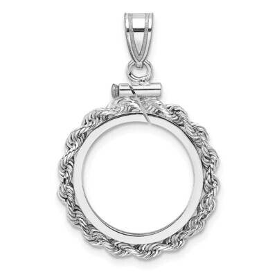 Rope Screw Top 16.5mm X 1.35mm Coin Bezel Pendant 14k White Gold C1215W/16.5, MPN: C1215W/16.5, 883…