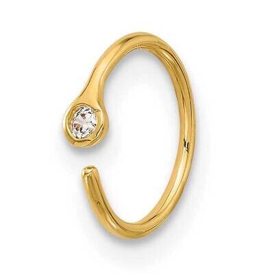 20 Gauge Polished CZ Nose Ring 14k Gold BD249, MPN: BD249,