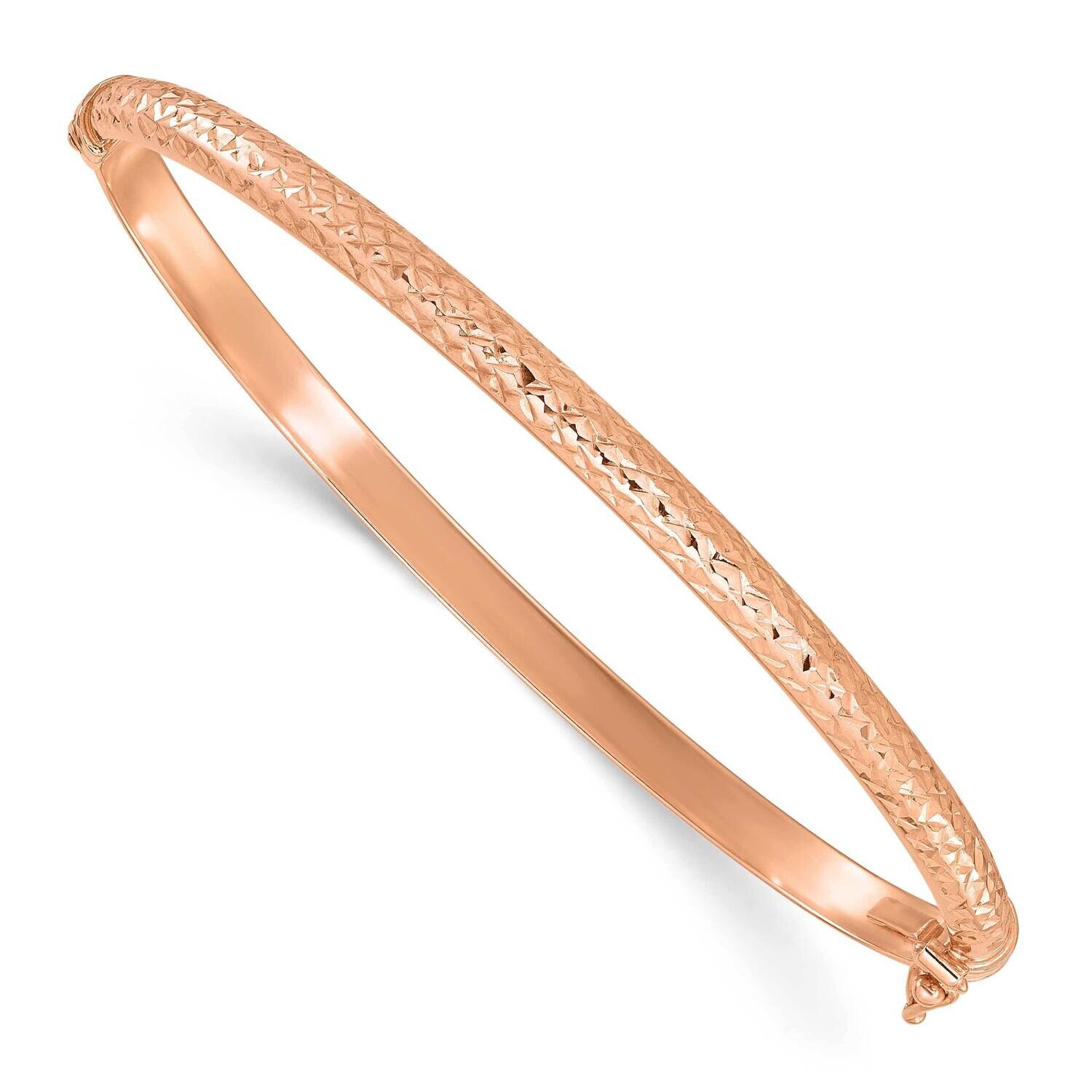 Diamond Cut 4mm Hinged Bangle 14k Rose Gold DB733R, MPN: DB733R,