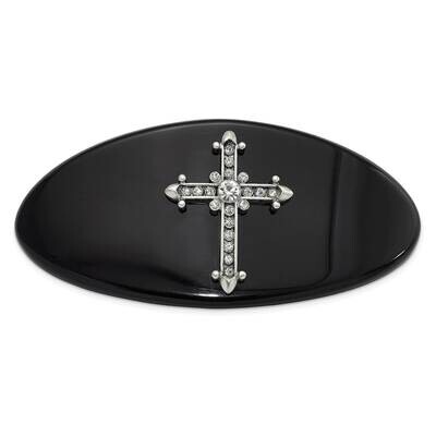 1928 Large Oval Jet Black Crystal Cross Hair Barrette BF3277, MPN: BF3277, 11996129965
