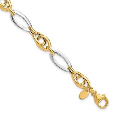 Polished Fancy Link Bracelet 7.75 Inch 14k Two-Tone Gold FB2009-7.75, MPN: FB2009-7.75,