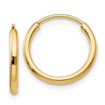 1.5mm Polished Round Endless Hoop Earrings 10k Gold 10XY1157, MPN: 10XY1157,