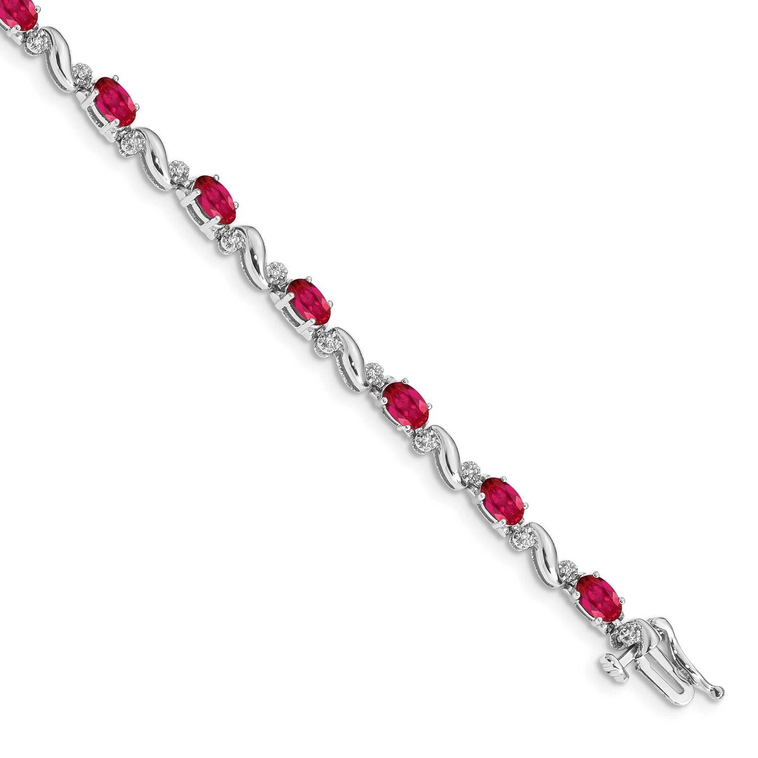 Diamond Ruby Bracelet 7 Inch 10k White Gold BM4487-RU-010-1WA, MPN: BM4487-RU-010-1WA, 886774128917
