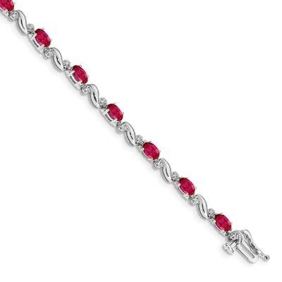 Diamond Ruby Bracelet 7 Inch 10k White Gold BM4487-RU-010-1WA, MPN: BM4487-RU-010-1WA, 886774128917