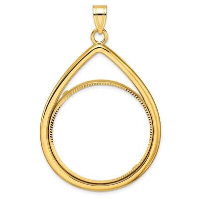 Diamond-Cut Lightweight Tear Drop Prong 32.7mm Coin Bezel Pendant 14k Gold C8192/32.7, MPN: C8192/3…