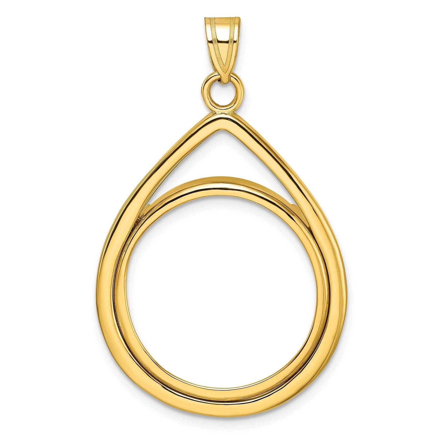 Polished Lightweight Tear Drop Prong 22.0mm Coin Bezel Pendant 14k Gold C8191/22.0, MPN: C8191/22.0,