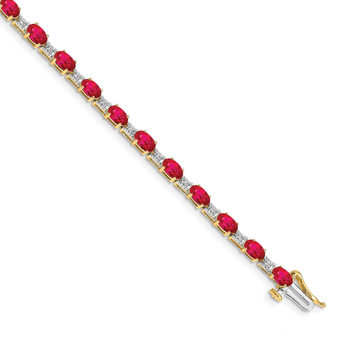 Diamond Ruby Bracelet 7 Inch 10k Gold BM4481-RU-010-1YA, MPN: BM4481-RU-010-1YA,