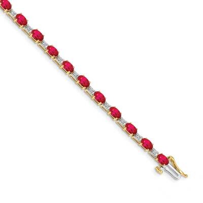 Diamond Ruby Bracelet 7 Inch 10k Gold BM4481-RU-010-1YA, MPN: BM4481-RU-010-1YA,