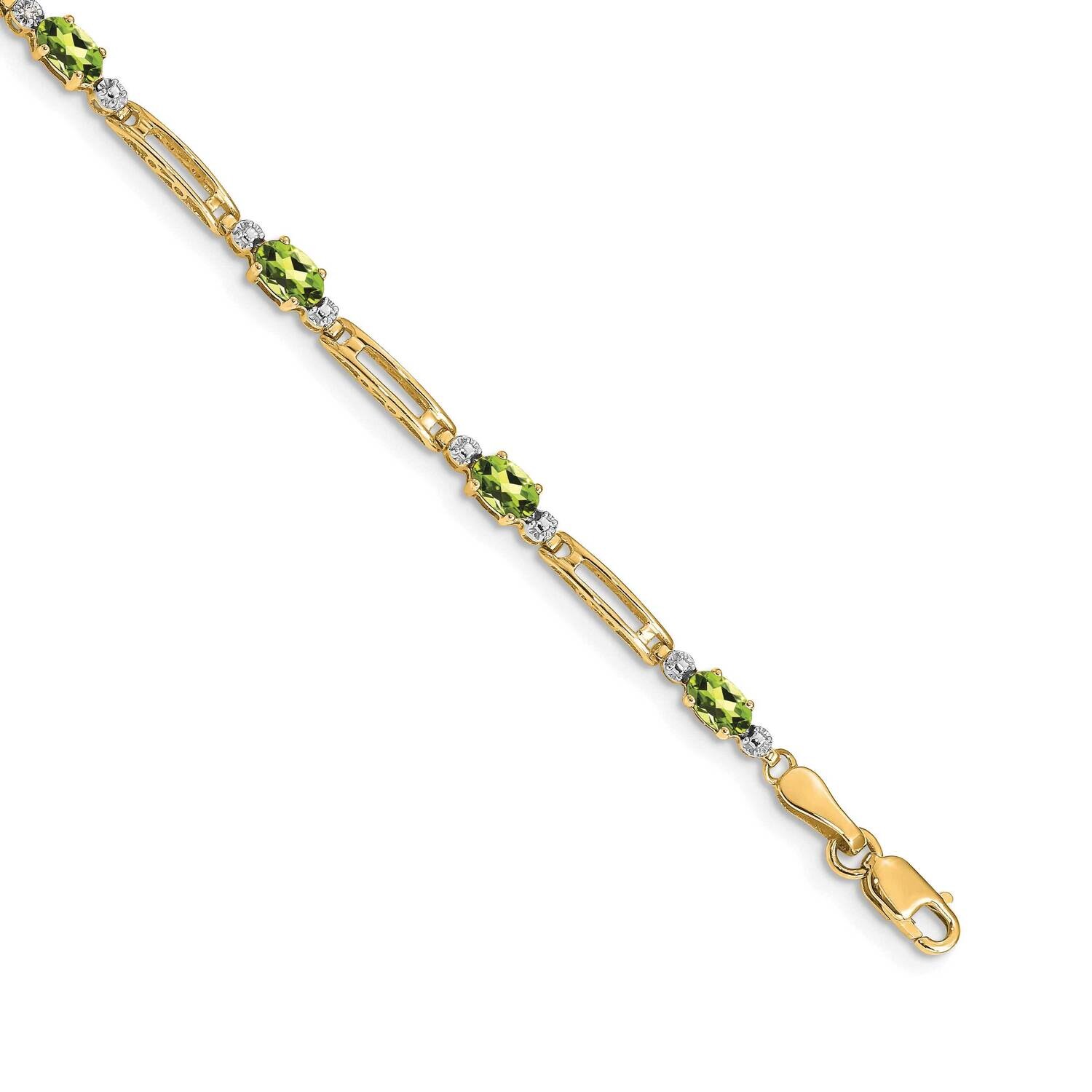 Diamond Peridot Bracelet 7 Inch 14k Gold BM4492-PE-001-YA, MPN: BM4492-PE-001-YA,