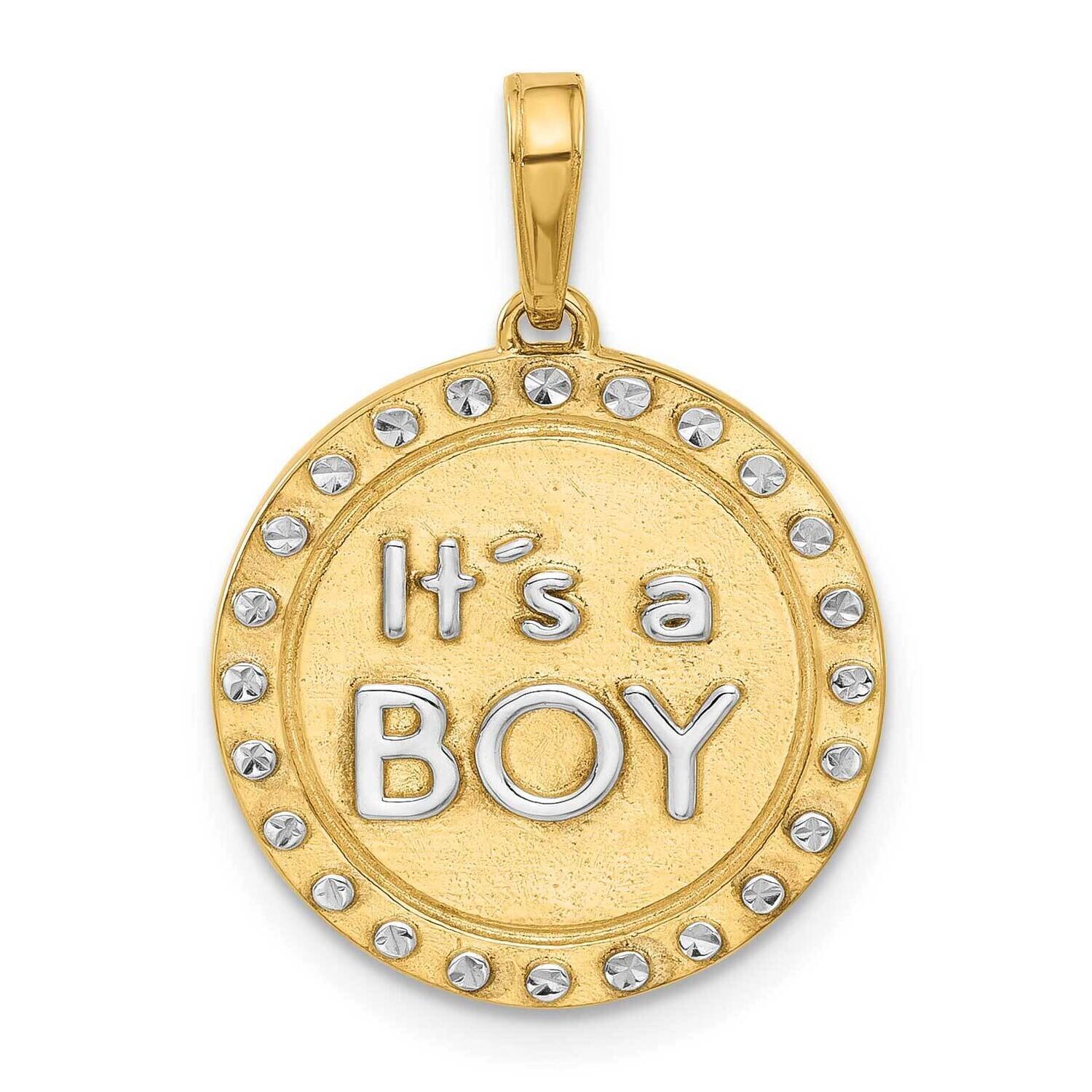 Diamond-Cut It&#39;s A Boy Pendant 14k Gold White Rhodium  C4865, MPN: C4865,