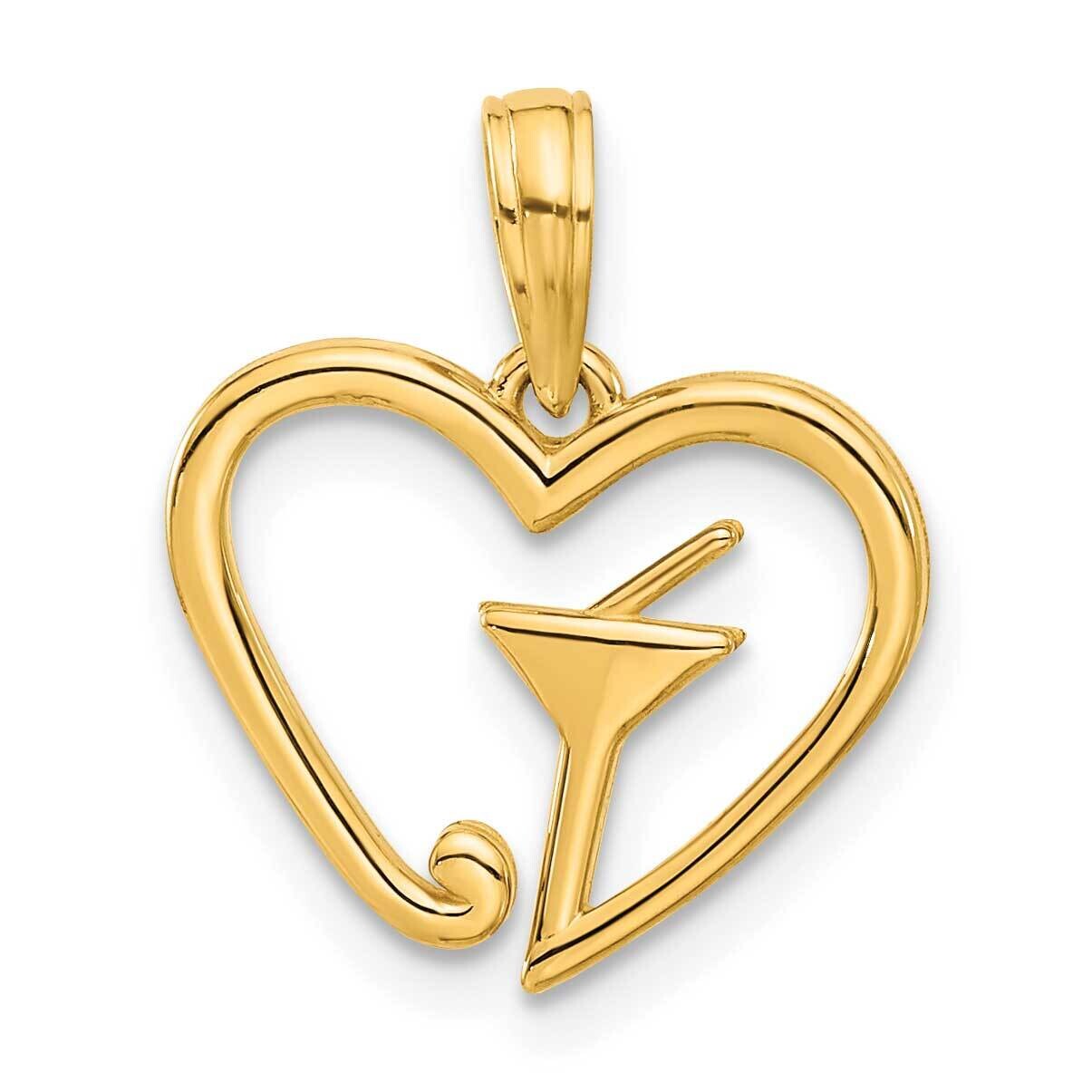 Martini In Heart Pendant 14k Polished Gold D5375, MPN: D5375,