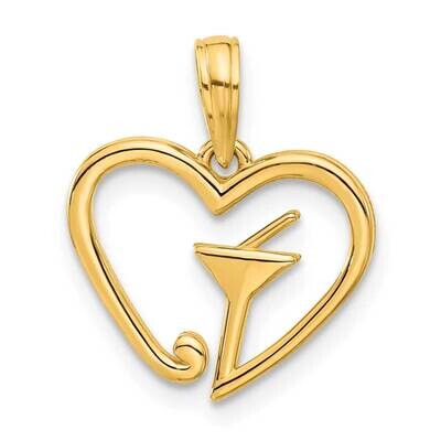 Martini In Heart Pendant 14k Polished Gold D5375, MPN: D5375,