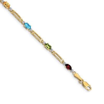 Fancy Diamond Gemstone Rainbow Bracelet 7 Inch 10k Gold BM4492-RB-001-1YA, MPN: BM4492-RB-001-1YA, …